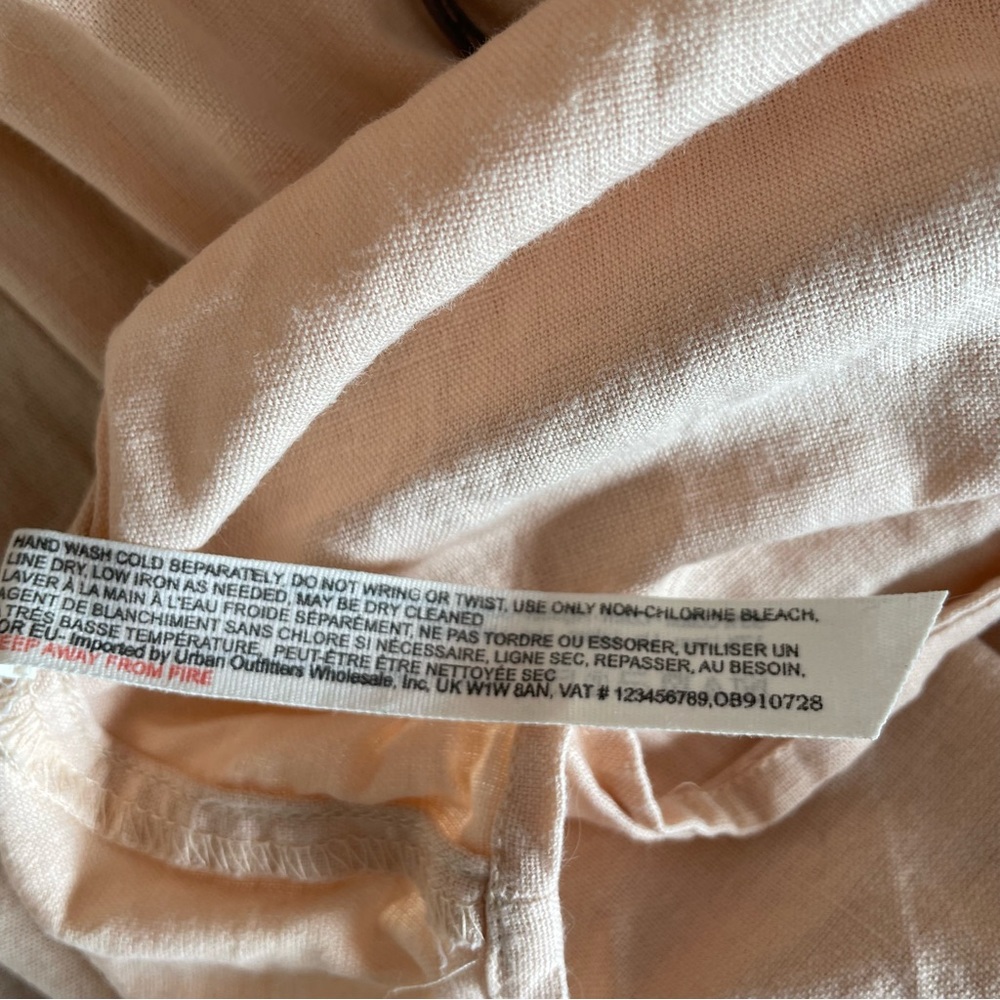 Free People Don’t Mind If I Do Midi Dress Size XS Peach Wrap Cotton Linen Mix - Picture 10 of 11